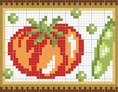 モザイクル大型作品　1597-9714 トマト＆グリーンピース
