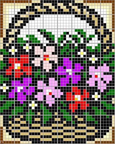 モザイクル大型作品 1831-4050　花かご（日日草）
